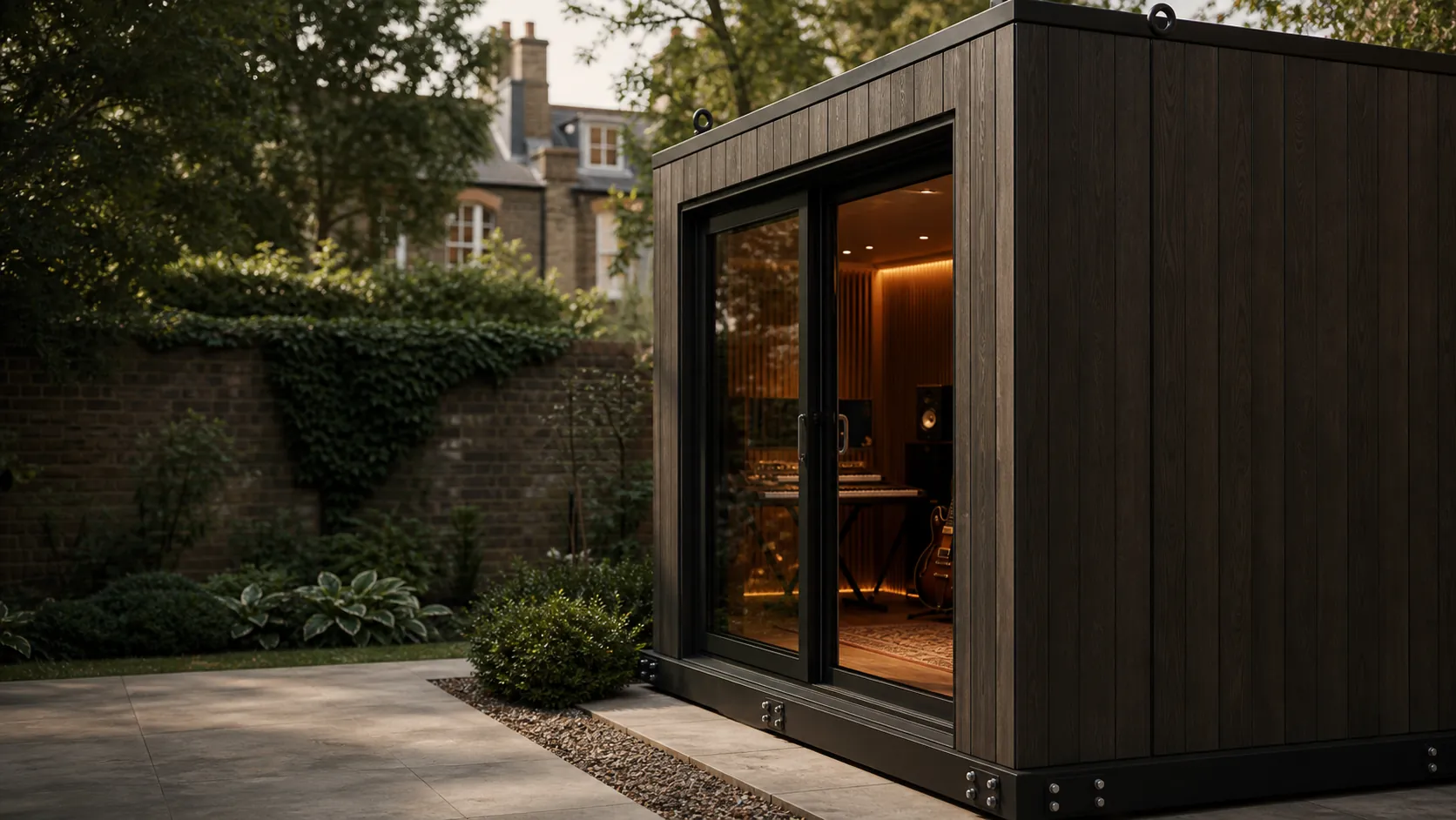 Precision-built demountable panels on a modular garden studio