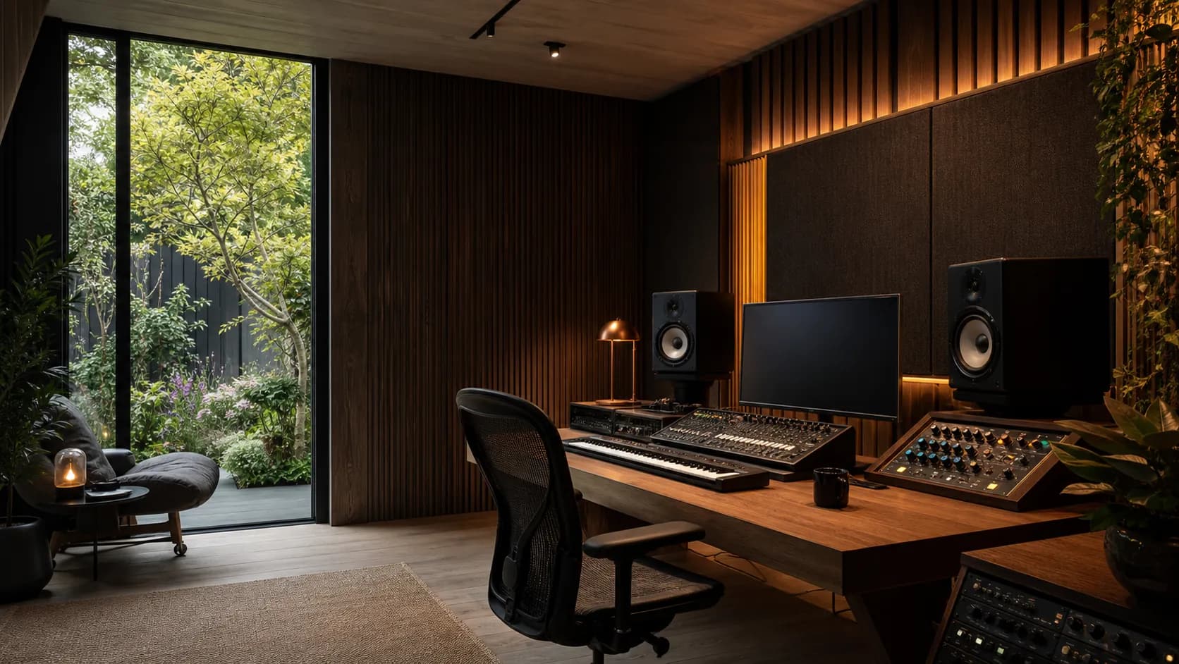 A refined garden music production workstation
